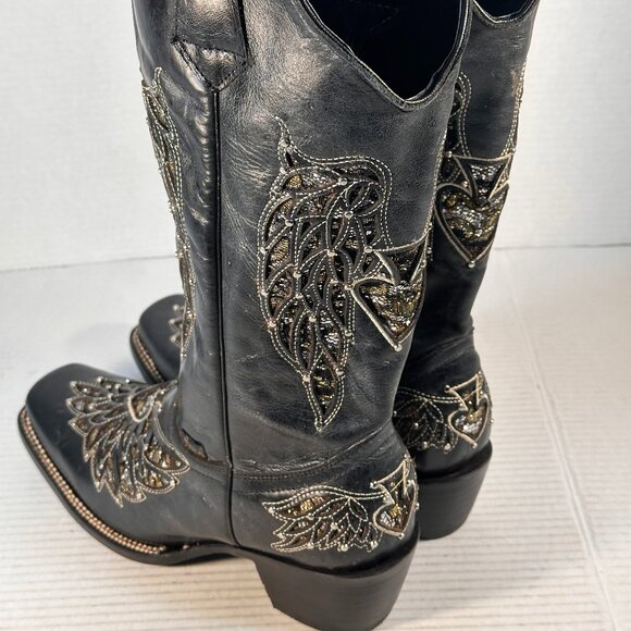 Ladies size 9.5 Black Leather Boots - Picture 14 of 16